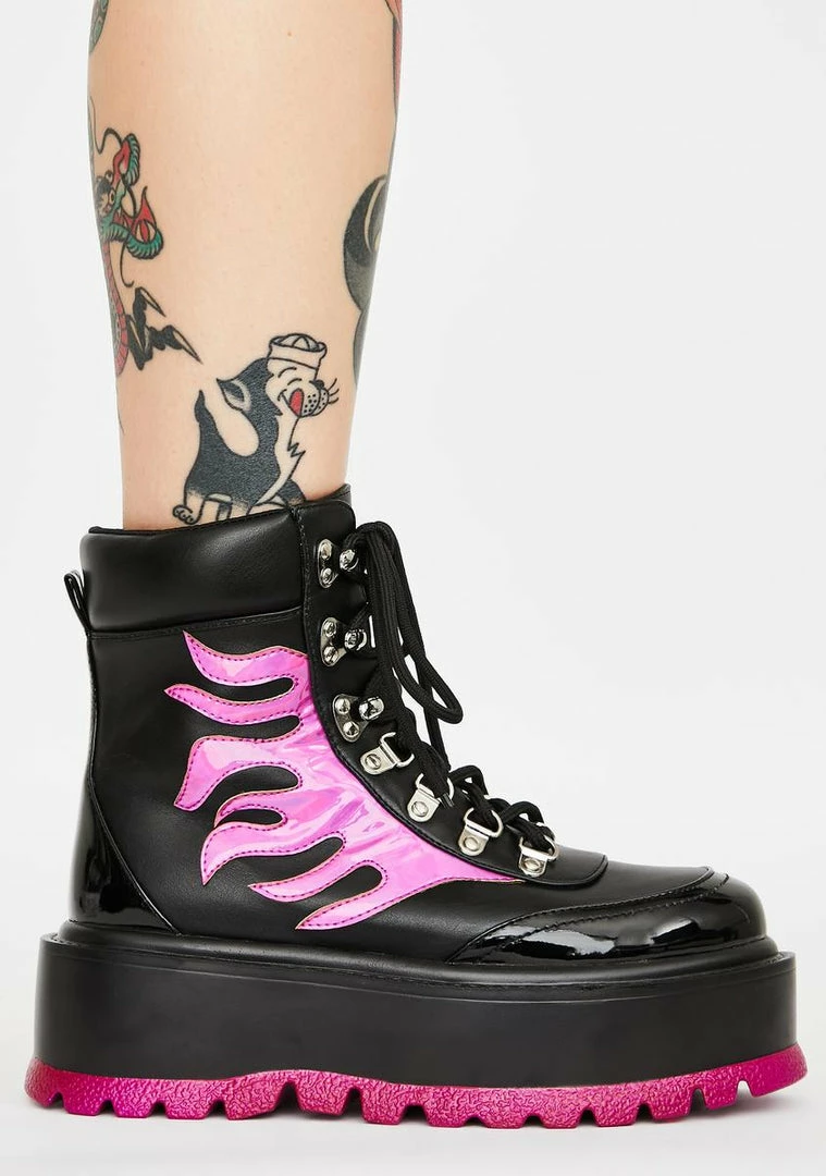 Best deal 🔥 Koi Footwear Purple Helios Flame Combat 🥾 Boots Platform 🥾 Boots ❤️ 4 Koi Footwear Purple Helios Flame Combat Boots Platform Boots