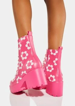 Koi Footwear Orchis Charm Pink Flower Power Combat Boots