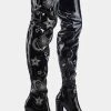 Koi Footwear Black Silver Astrid Thigh High Boots