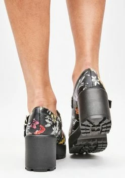 Koi Footwear Black Floral Tira Mary Janes Flats