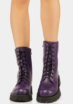 Koi Footwear Purple Anchor Combat Boots