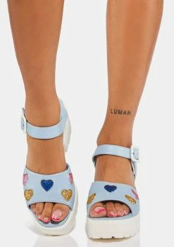 Budget 🔥 Koi Footwear Gladiator 🩴 Sandals Blue Sticky Sweet Heart 🩴 Sandals 🥰 8 Koi Footwear Gladiator Sandals Blue Sticky Sweet Heart Sandals