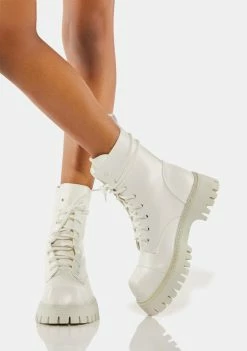 Koi Footwear White Gimli Combat Boots Boots & Booties