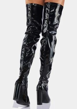 Koi Footwear Black Silver Astrid Thigh High Boots