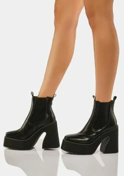 Koi Footwear Black Parva Heeled Platform Boots