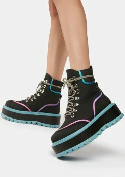 Koi Footwear Spectre Turquoise Boots Combat Boots