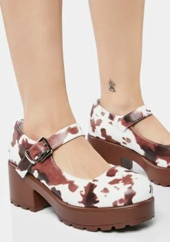 Koi Footwear Brown Cow Tira Mary Janes