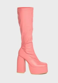 Koi Footwear Knee High Boots Coral Restless Riser Platform Long Boots