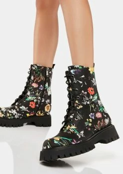Koi Footwear Garden Games Floral Boots Combat Boots