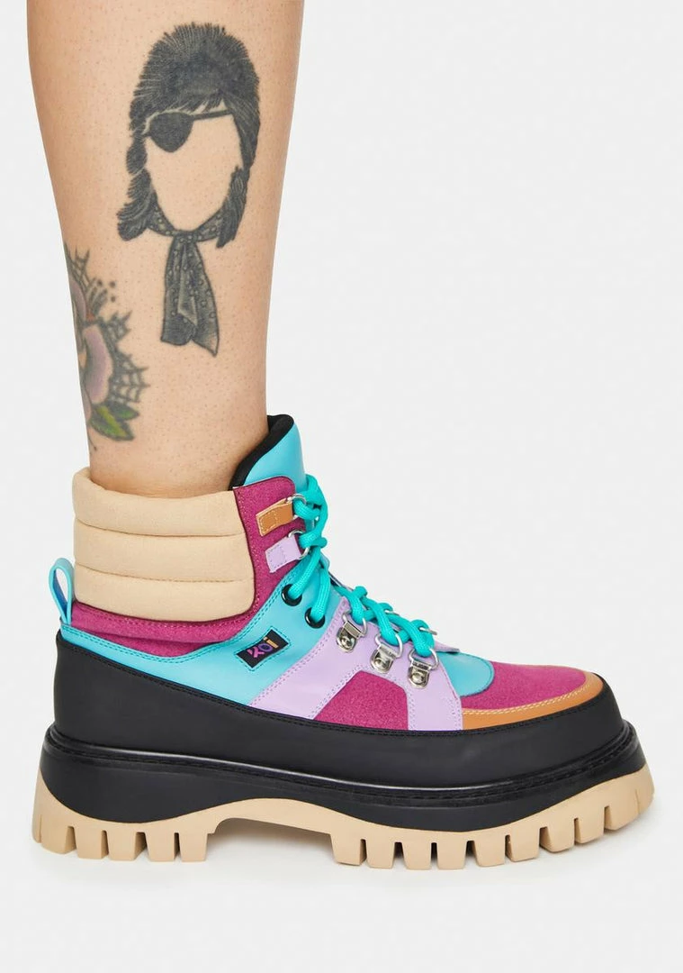 Best Pirce 🔔 Koi Footwear Peace Craft Colorblock 🥾 Boots Platforms ✔️ 5 Koi Footwear Peace Craft Colorblock Boots Platforms