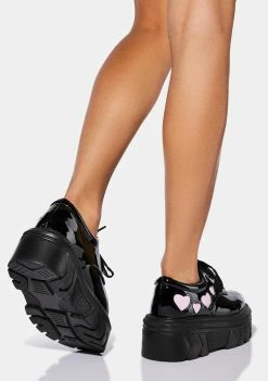 Koi Footwear Platforms Patent Pink Heart Sneakers