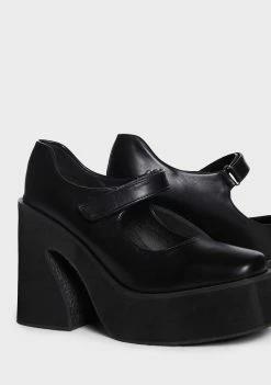 Koi Footwear Black Ambrosia Mary Jane Platform Heels Block Heels