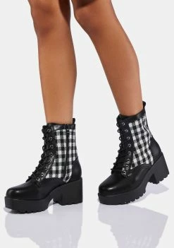 Koi Footwear Boots & Booties Gingham Patch Combat Boots