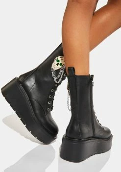 Koi Footwear Lace-Up Boots Yorick Mansion Platform Skull Boots