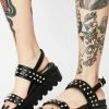 Koi Footwear Black Studded Sitri Chunky Platform Sandals