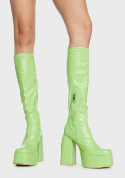 Koi Footwear Green Restless Riser Platform Long Boots