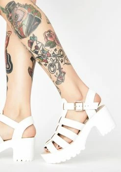 Koi Footwear Platforms White SII Strappy Cleated Sandals