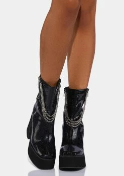 Koi Footwear Platforms Arnor Heeled Croc Chain Boots