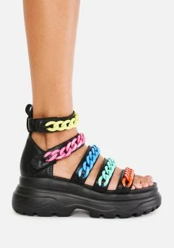 Koi Footwear Rainbow Strident Chain Gladiator Sandals