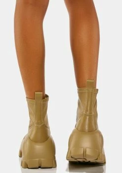 Koi Footwear Ankle Boots Khaki Raven Scars Bubble Chelsea Boots