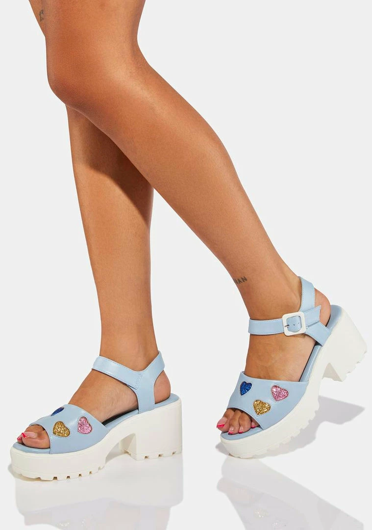 Budget 🔥 Koi Footwear Gladiator 🩴 Sandals Blue Sticky Sweet Heart 🩴 Sandals 🥰 3 Koi Footwear Gladiator Sandals Blue Sticky Sweet Heart Sandals