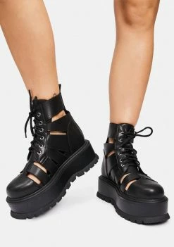 Koi Footwear Black Ancient Domain Strappy Platforms