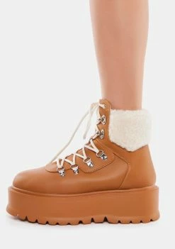 Koi Footwear Brown Kaldor Platform Hiker Boots Combat Boots