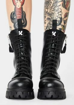 Koi Footwear Boots & Booties Kronos Snakeskin Combat Boots