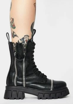 Koi Footwear Boots & Booties Kronos Snakeskin Combat Boots