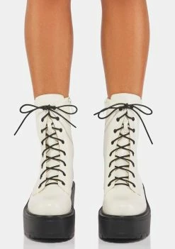 Best deal โญ Koi Footwear ๐ฅพ Boots & Booties White Talos Platform Combat ๐ฅพ Boots ๐ 10 Koi Footwear Boots & Booties White Talos Platform Combat Boots