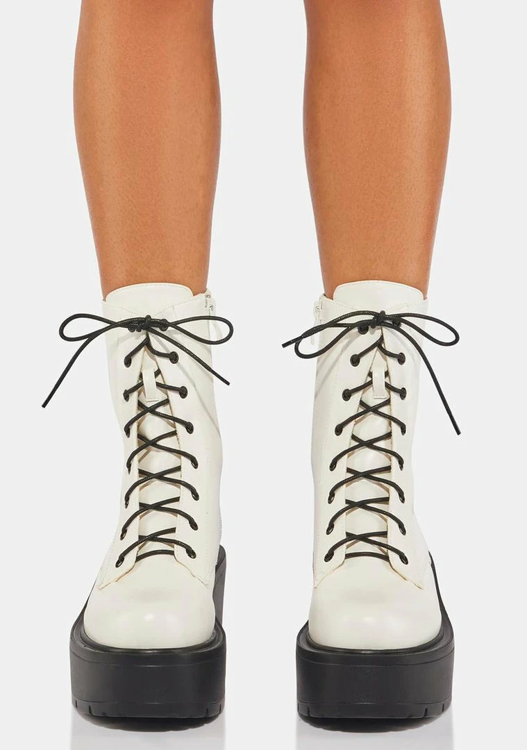Best deal โญ Koi Footwear ๐ฅพ Boots & Booties White Talos Platform Combat ๐ฅพ Boots ๐ 6 Koi Footwear Boots & Booties White Talos Platform Combat Boots