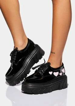 Koi Footwear Platforms Patent Pink Heart Sneakers
