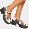 Koi Footwear Platforms Pink Nettie Cow Print Mary Janes