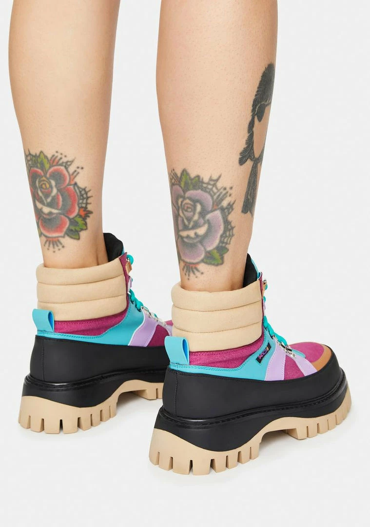 Best Pirce 🔔 Koi Footwear Peace Craft Colorblock 🥾 Boots Platforms ✔️ 6 Koi Footwear Peace Craft Colorblock Boots Platforms