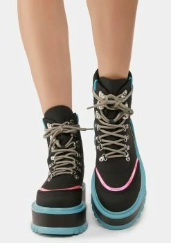 Koi Footwear Spectre Turquoise Boots Combat Boots