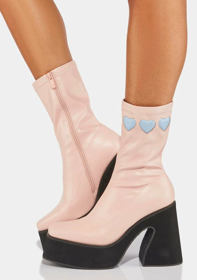 Best Sale ❤️ Koi Footwear 🥾 Boots & Booties Dolly Cloud Sweetheart Heeled Platform 🥾 Boots 🎁 3 Koi Footwear Boots & Booties Dolly Cloud Sweetheart Heeled Platform Boots