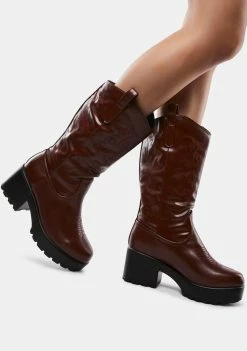 Koi Footwear Brown Wintu Chunky Western Boots