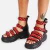 Koi Footwear Red Strident Chain Gladiator Sandals
