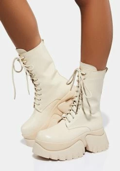 Koi Footwear Cream Costal Cruiser Ankle Boots Platforms