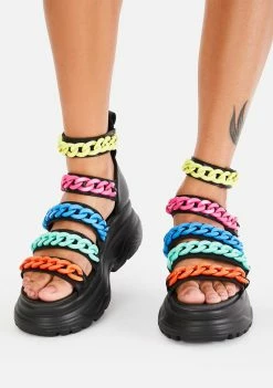 Koi Footwear Rainbow Strident Chain Gladiator Sandals