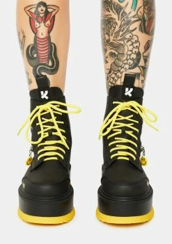 Koi Footwear Bassiani Smiley Face Platform Boots