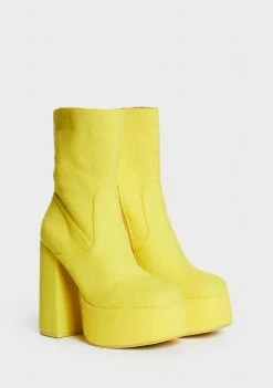 Deals 👍 Koi Footwear X Teletubbies Yellow Platform 🥾 Boots 🥰 8 Koi Footwear X Teletubbies Yellow Platform Boots