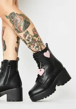 Koi Footwear Pink Heart Gin Platform Boots