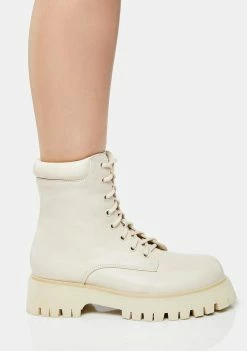 Koi Footwear Cream Redoran Padded Combat Boots