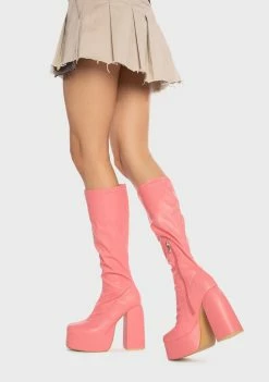 Koi Footwear Knee High Boots Coral Restless Riser Platform Long Boots