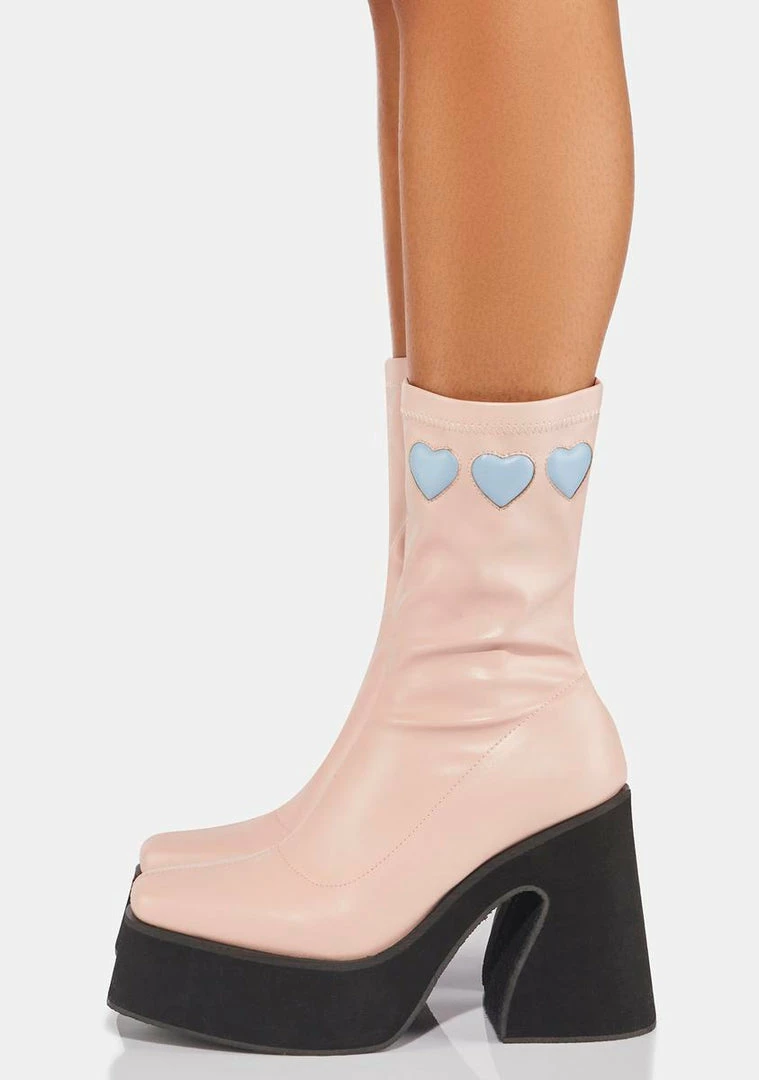 Best Sale ❤️ Koi Footwear 🥾 Boots & Booties Dolly Cloud Sweetheart Heeled Platform 🥾 Boots 🎁 4 Koi Footwear Boots & Booties Dolly Cloud Sweetheart Heeled Platform Boots