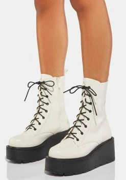 Koi Footwear Boots & Booties White Talos Platform Combat Boots