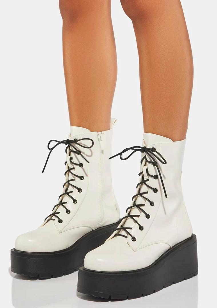 Best deal โญ Koi Footwear ๐ฅพ Boots & Booties White Talos Platform Combat ๐ฅพ Boots ๐ 3 Koi Footwear Boots & Booties White Talos Platform Combat Boots