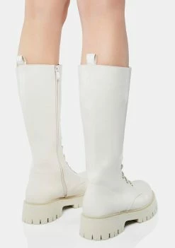 Coupon ⭐ Koi Footwear Combat 🥾 Boots Cream River Sake Long 🥾 Boots ✔️ 10 Koi Footwear Combat Boots Cream River Sake Long Boots