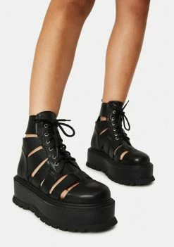 Koi Footwear Black Ancient Domain Strappy Platforms